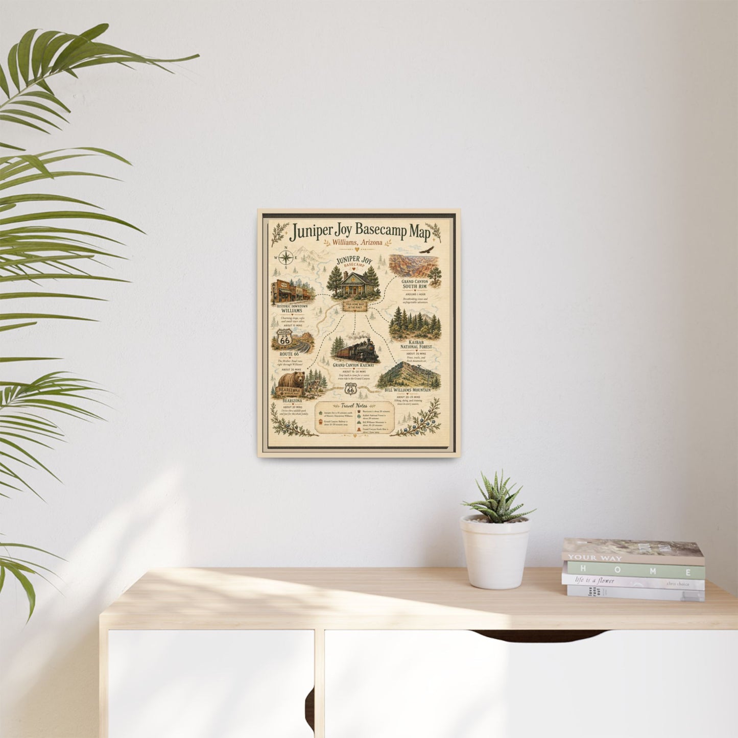 Juniper Joy Basecamp Map Framed Canvas Print