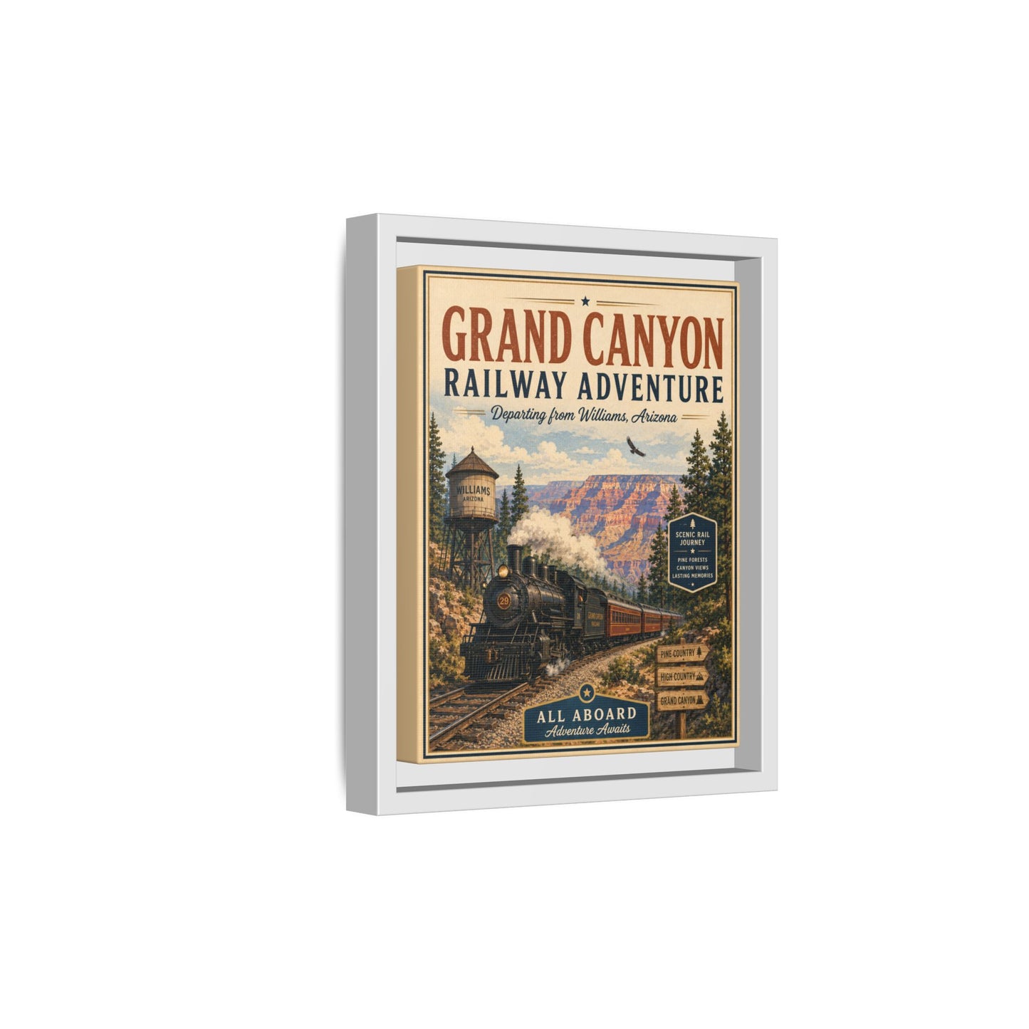 Grand Canyon Railway Adventure Framed Canvas Print