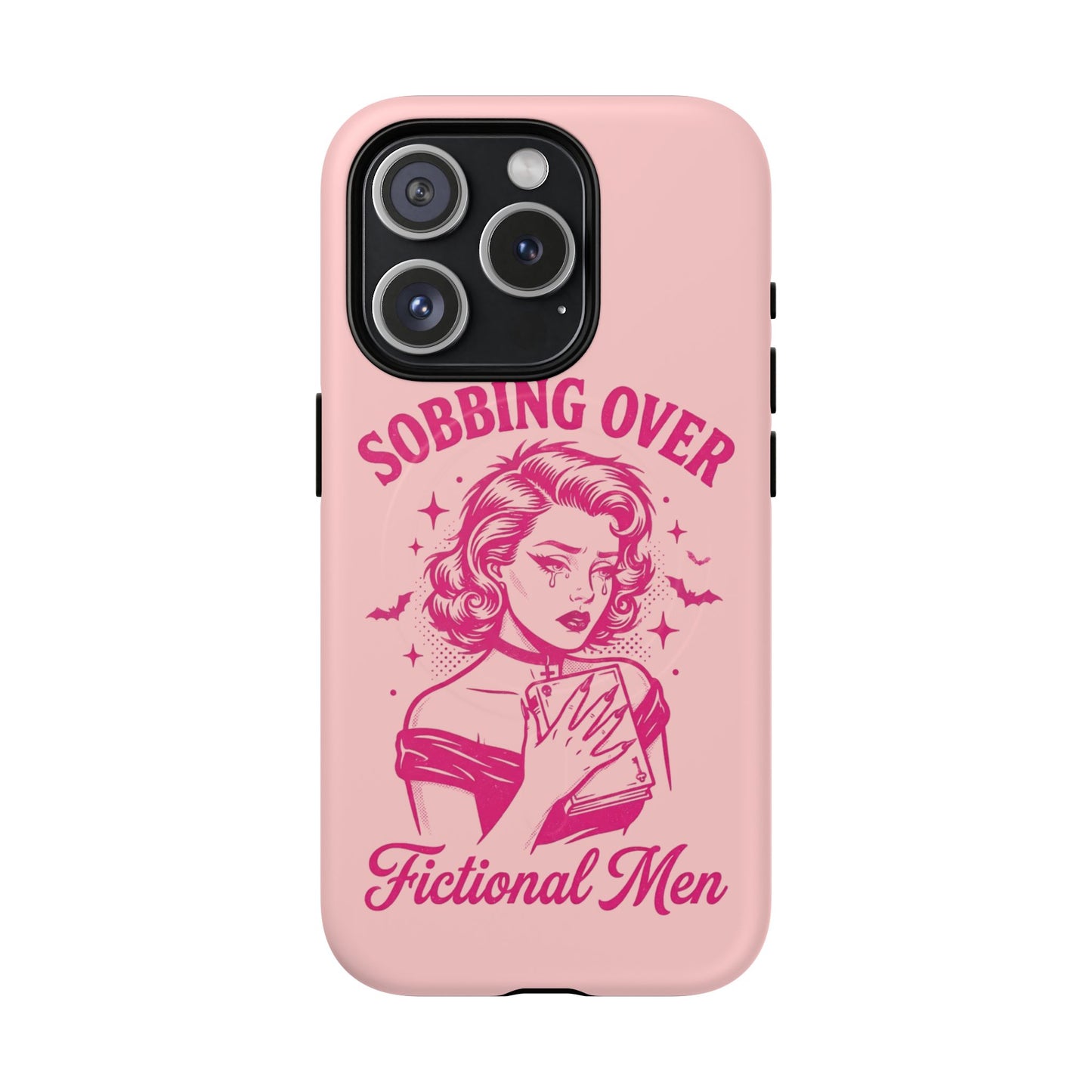 Phone Case — Pink “Sobbing Over Fictional Men” Tough Magnetic Protective Cover