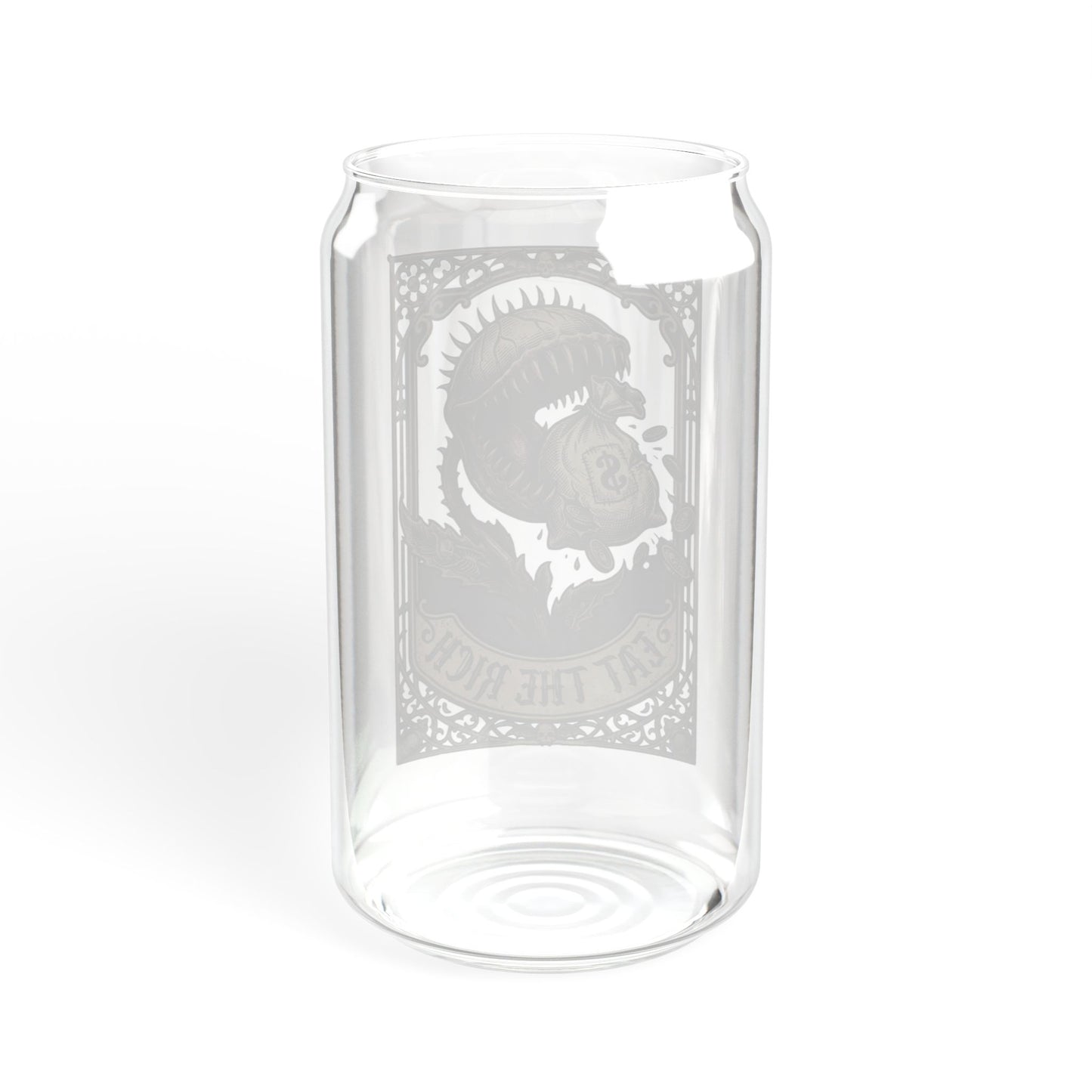 Eat the Rich Glass Can | Gothic Venus Flytrap Iced Coffee Cup with Bamboo Lid and Straw | Carnivorous Plant Glass