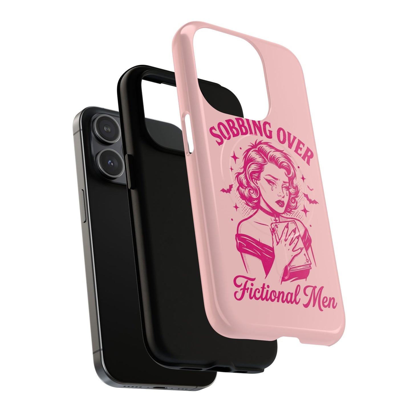 Phone Case — Pink “Sobbing Over Fictional Men” Tough Magnetic Protective Cover