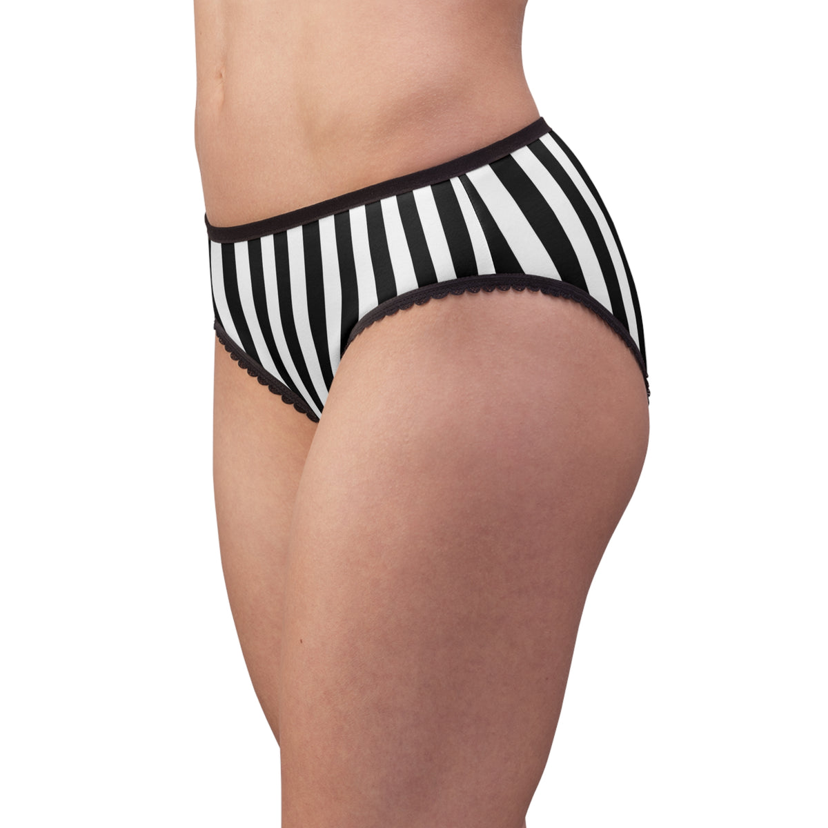 Black White Striped Bikini Briefs, Gothic Women's Underwear, Alternative Panties, Vertical Stripe Undies, Goth Gift for Her