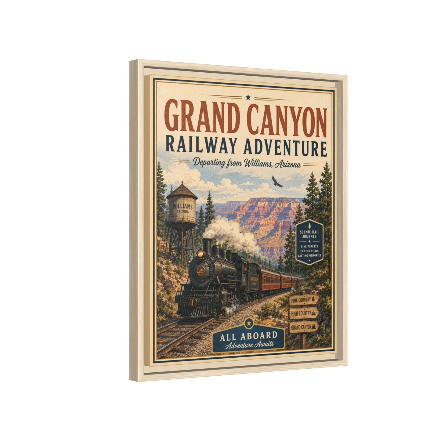 Grand Canyon Railway Adventure Framed Canvas Print