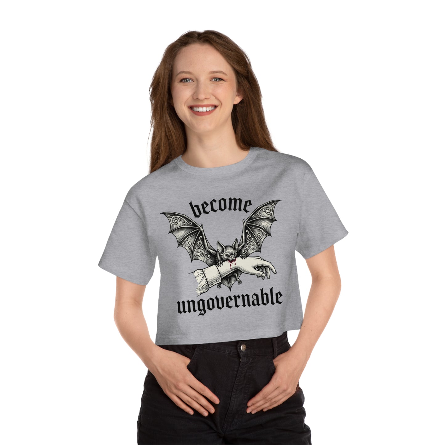 Become Ungovernable Cropped Tee — Gothic Bat Graphic Women's Crop T-Shirt
