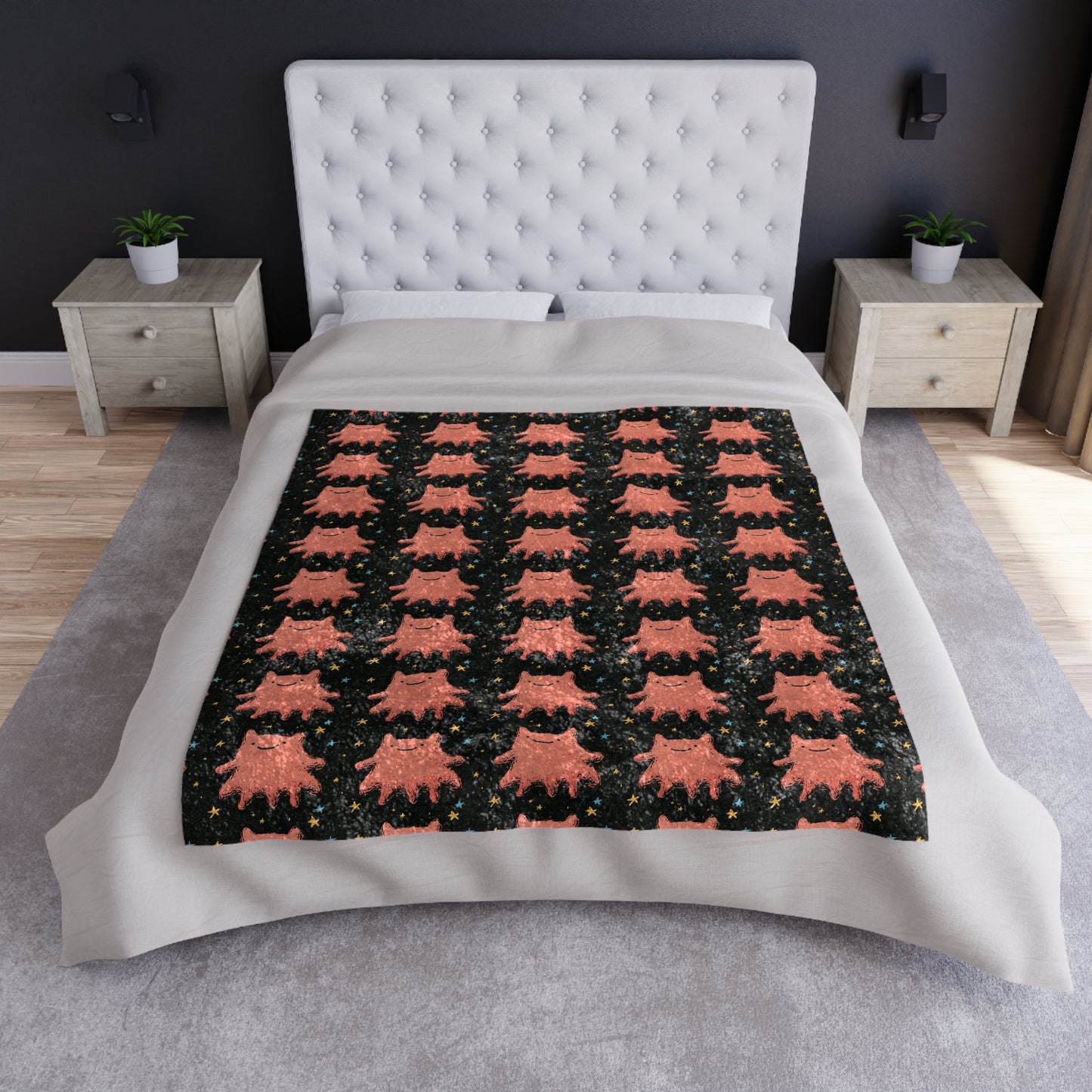 Cute Pink Ghost Crushed Velvet Blanket | Kawaii Halloween Throw | Cozy Gothic Blanket | Spooky Cute Couch Blanket | Pastel Goth Decor