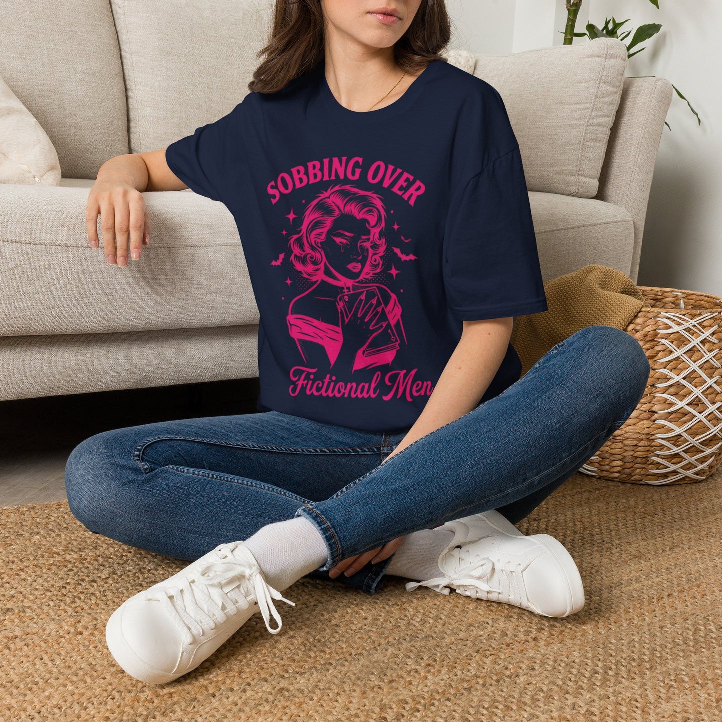 T-Shirt — "Sobbing Over Fictional Men" Retro Pop Art Tee