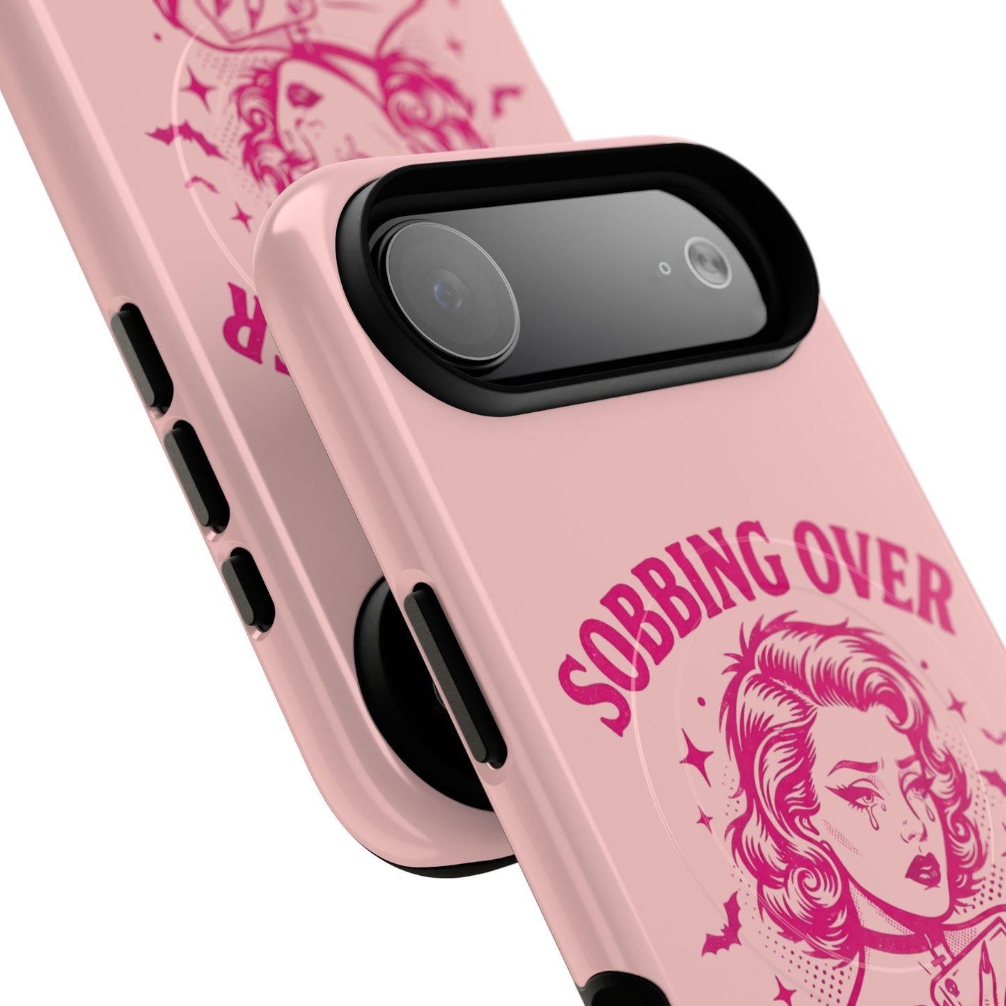 Phone Case — Pink “Sobbing Over Fictional Men” Tough Magnetic Protective Cover