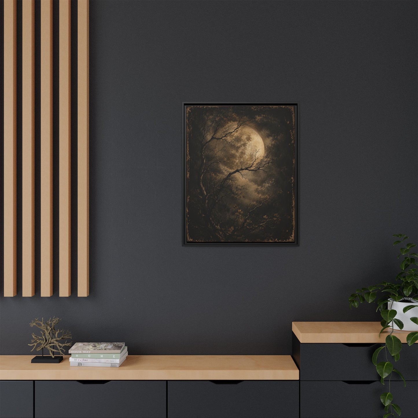 Framed Matte Canvas - Moonlit Forest Art Print