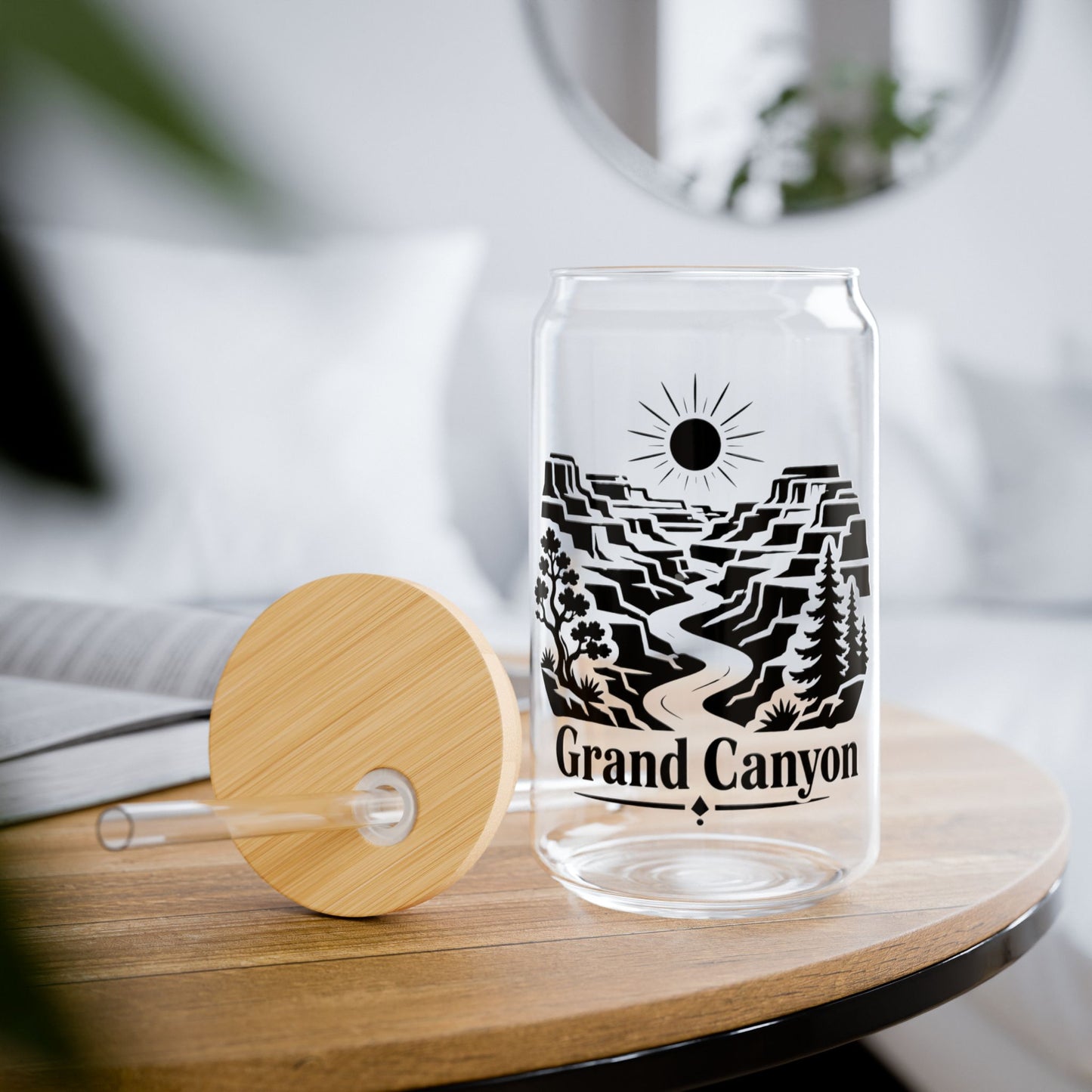 Grand Canyon Sipper Glass — 16oz Travel Cup with Bamboo Lid & Straw