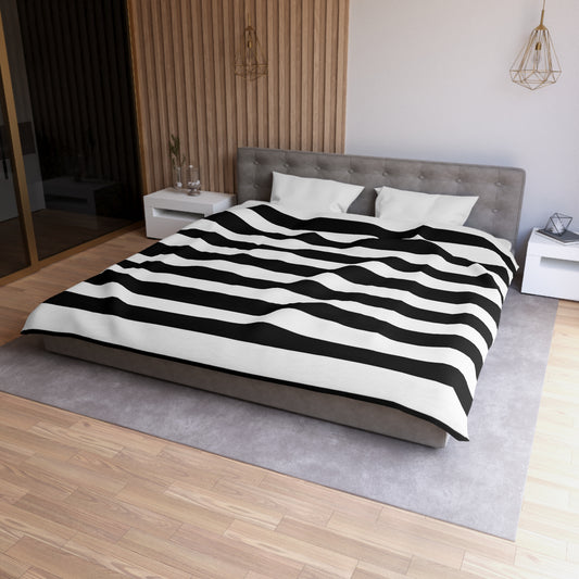 Black White Striped Duvet Cover, Gothic Bedding, Microfiber Bed Cover, Modern Goth Bedroom Decor, Minimalist Twin Queen King Duvet