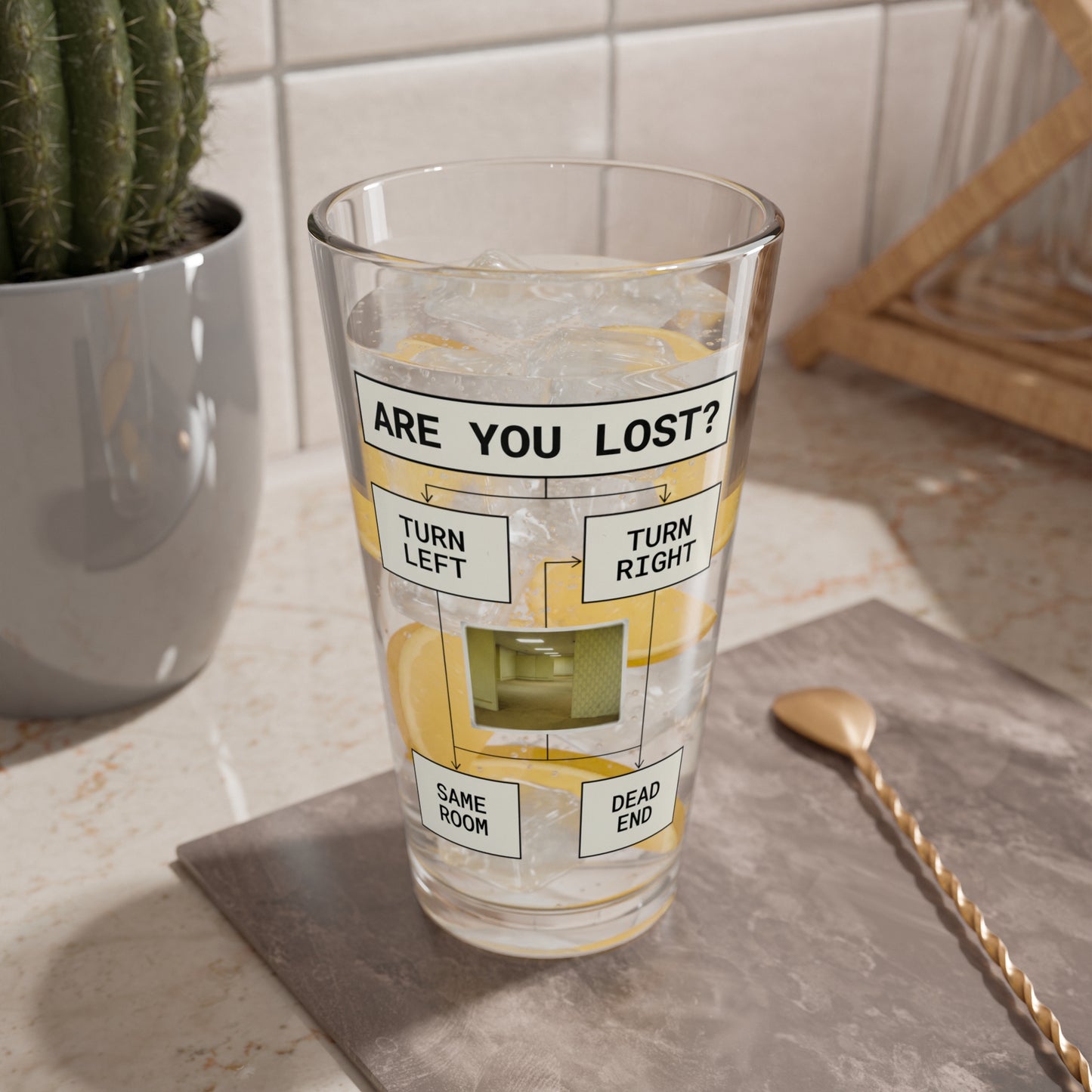 Are You Lost? Liminal Space Pint Glass | Retro Horror Beer Glass | Horror Drinkware | Weirdcore Bar Glass