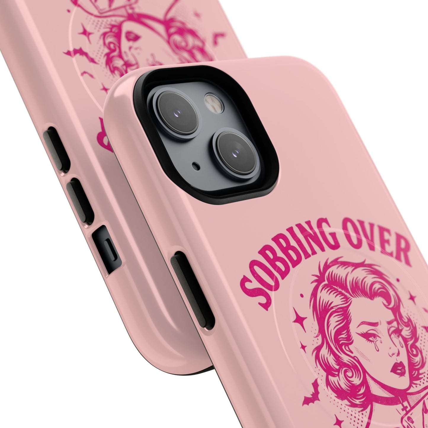 Phone Case — Pink “Sobbing Over Fictional Men” Tough Magnetic Protective Cover