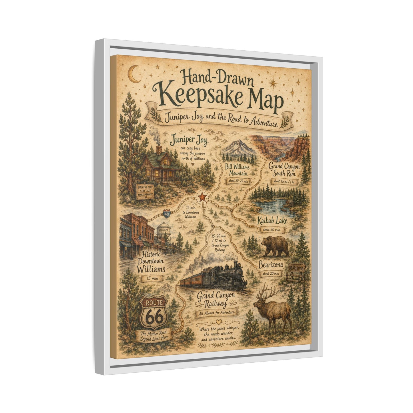 Framed Keepsake Map Matte Canvas Print