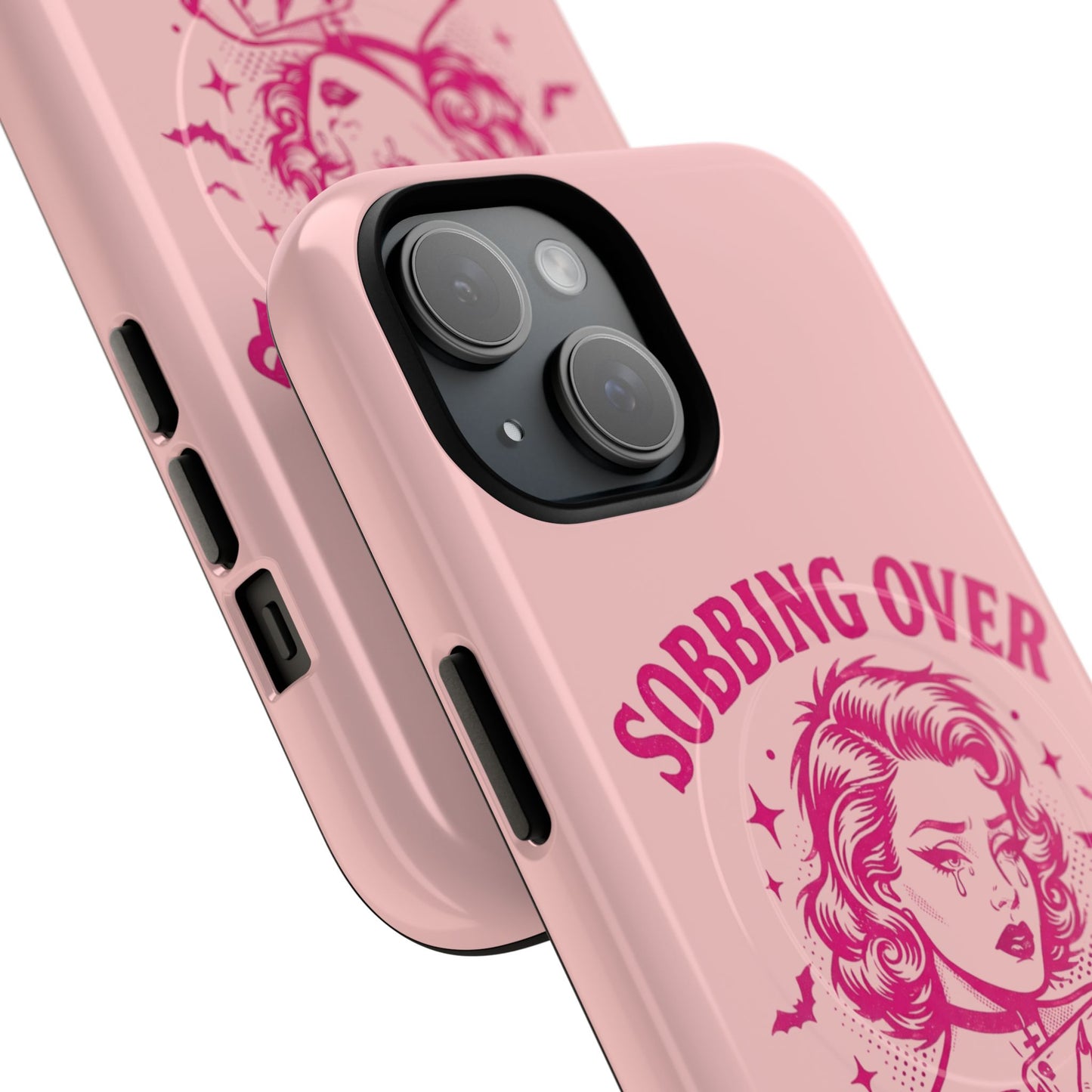 Phone Case — Pink “Sobbing Over Fictional Men” Tough Magnetic Protective Cover
