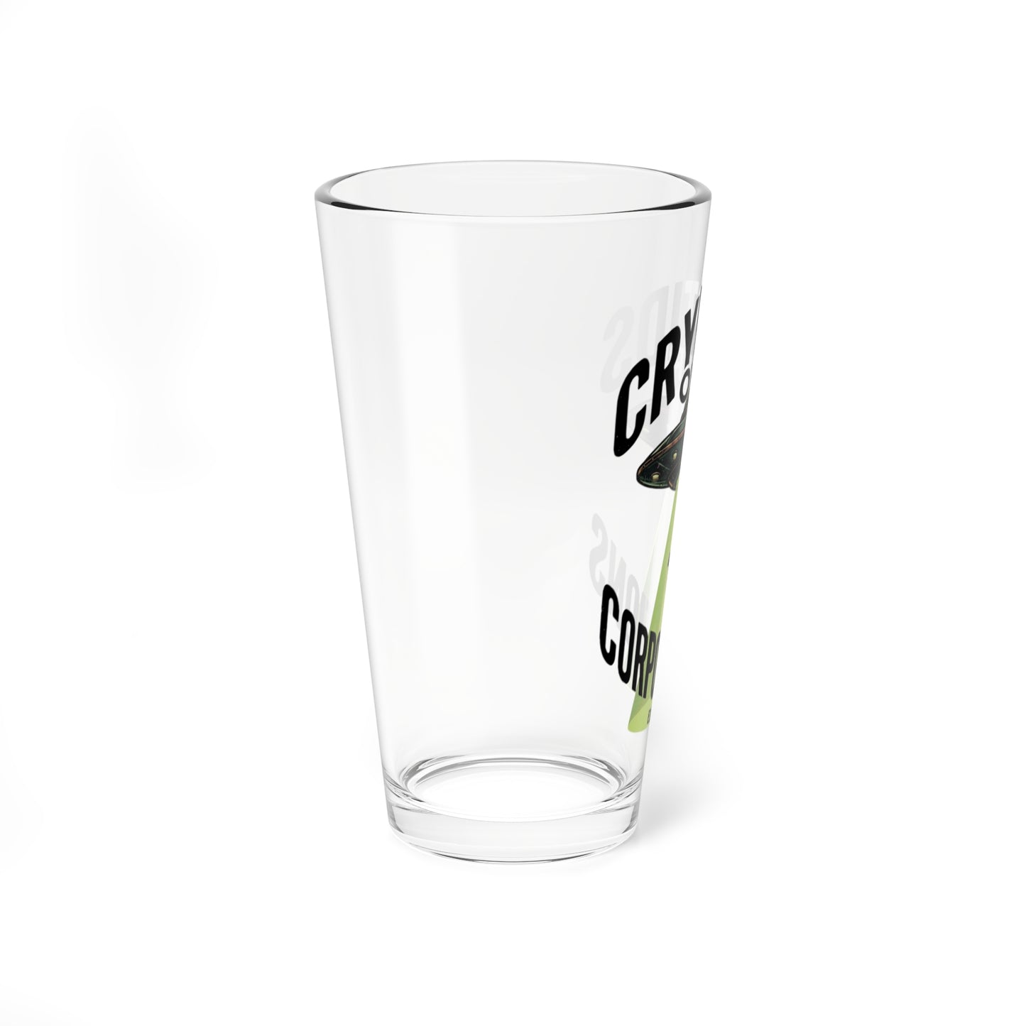 Cryptids Over Corporations Alien Pint Glass | UFO Beer Glass | Funny Alien Gift | Sci-Fi Bar Glass | Cow Abduction Glass | 16oz Beer Pint