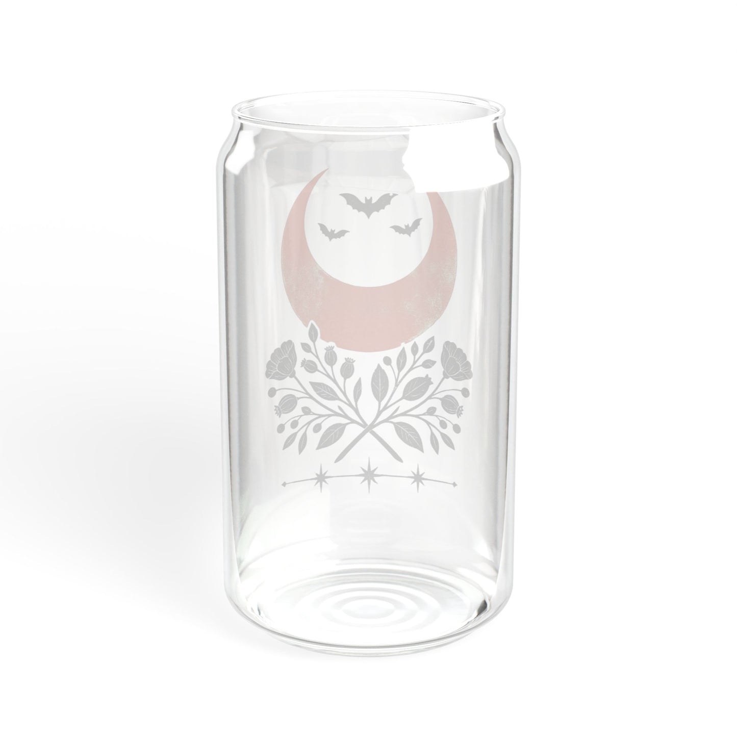 Sipper Glass - Crescent Moon & Botanicals 16oz Tumbler with Straw