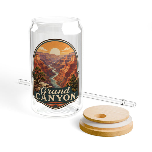 Grand Canyon Sipper Glass — 16oz Travel Tumbler with Bamboo Lid & Straw