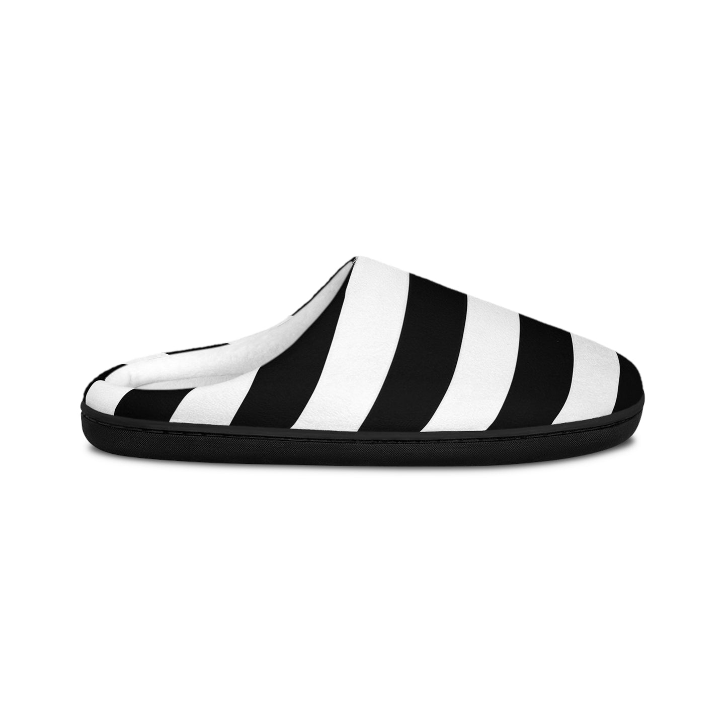 Black White Striped Women’s Slippers, Gothic House Shoes, Cozy Indoor Slippers, Goth Girl Gift, Alternative Fleece Slippers