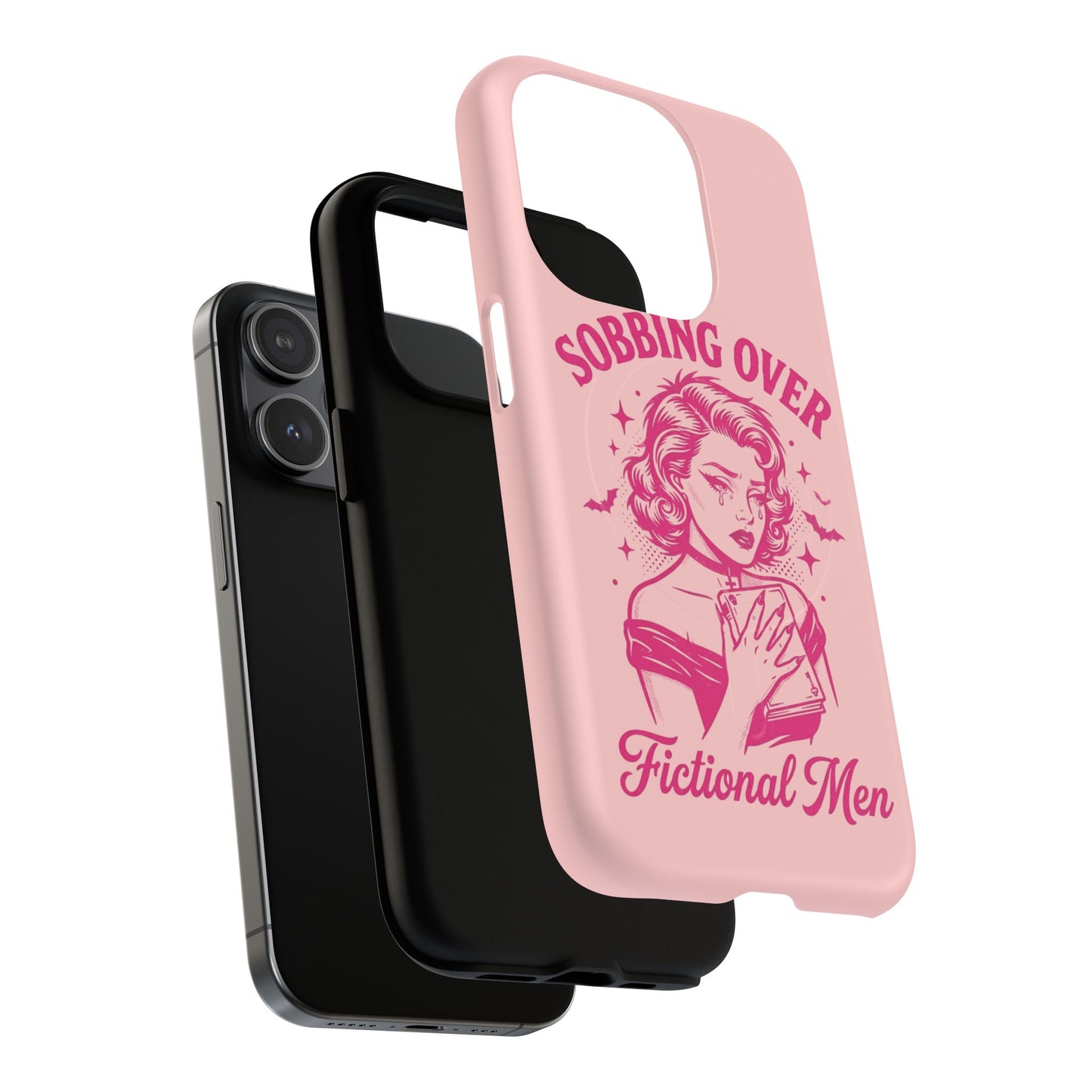Phone Case — Pink “Sobbing Over Fictional Men” Tough Magnetic Protective Cover