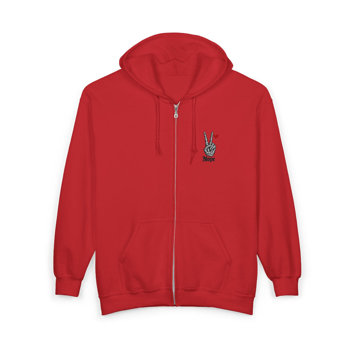Peace Rabbit Zip Hoodie — Cute Bunny Giving Peace Sign with Tiny Red Heart