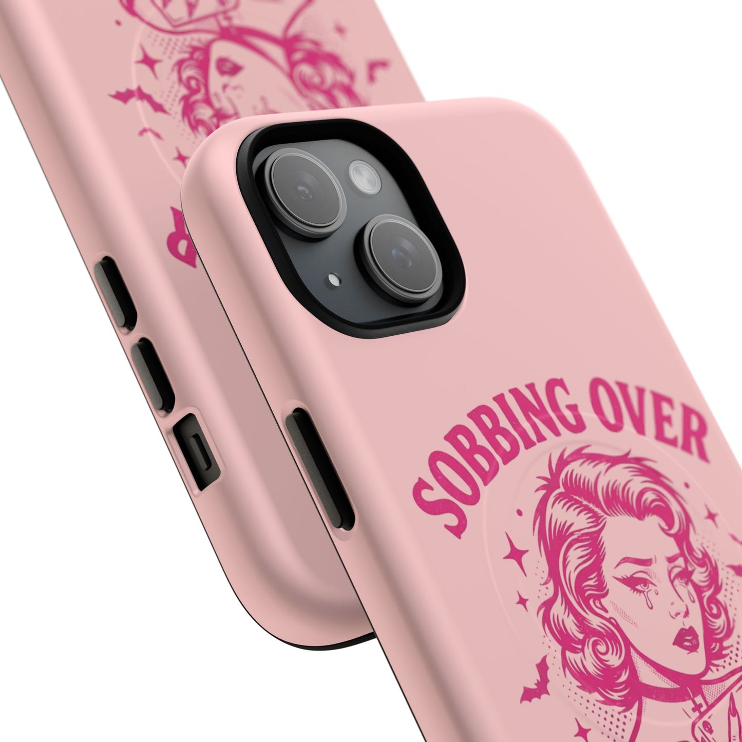 Phone Case — Pink “Sobbing Over Fictional Men” Tough Magnetic Protective Cover