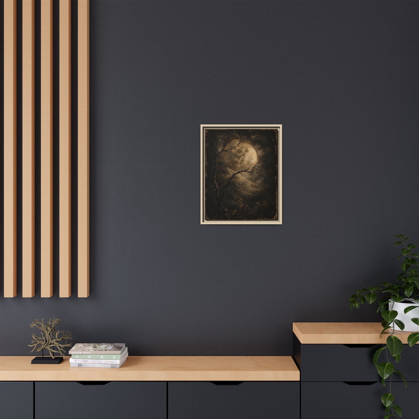 Framed Matte Canvas - Moonlit Forest Art Print
