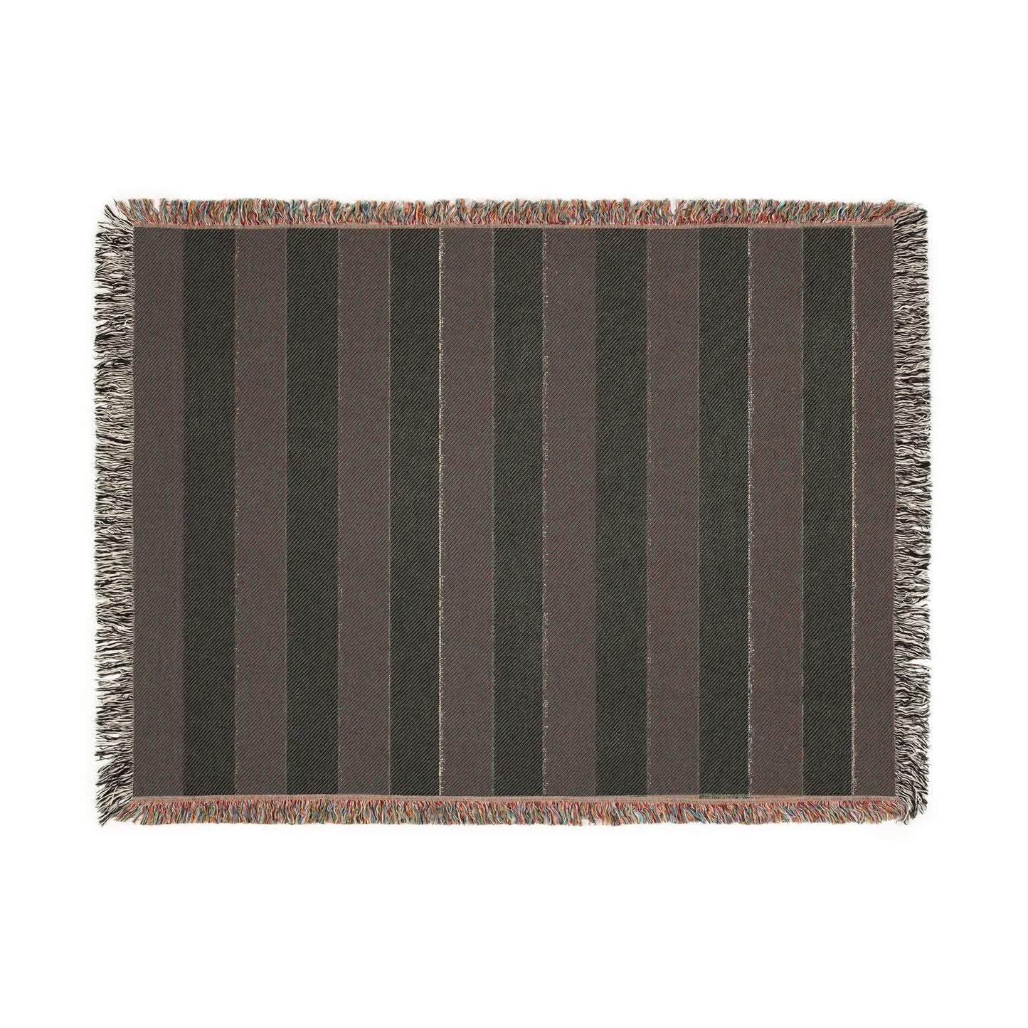 Black & White Striped Woven Blanket, Cotton Throw Blanket with Fringe, Gothic Home Decor, Modern Stripe Couch & Bed Throw