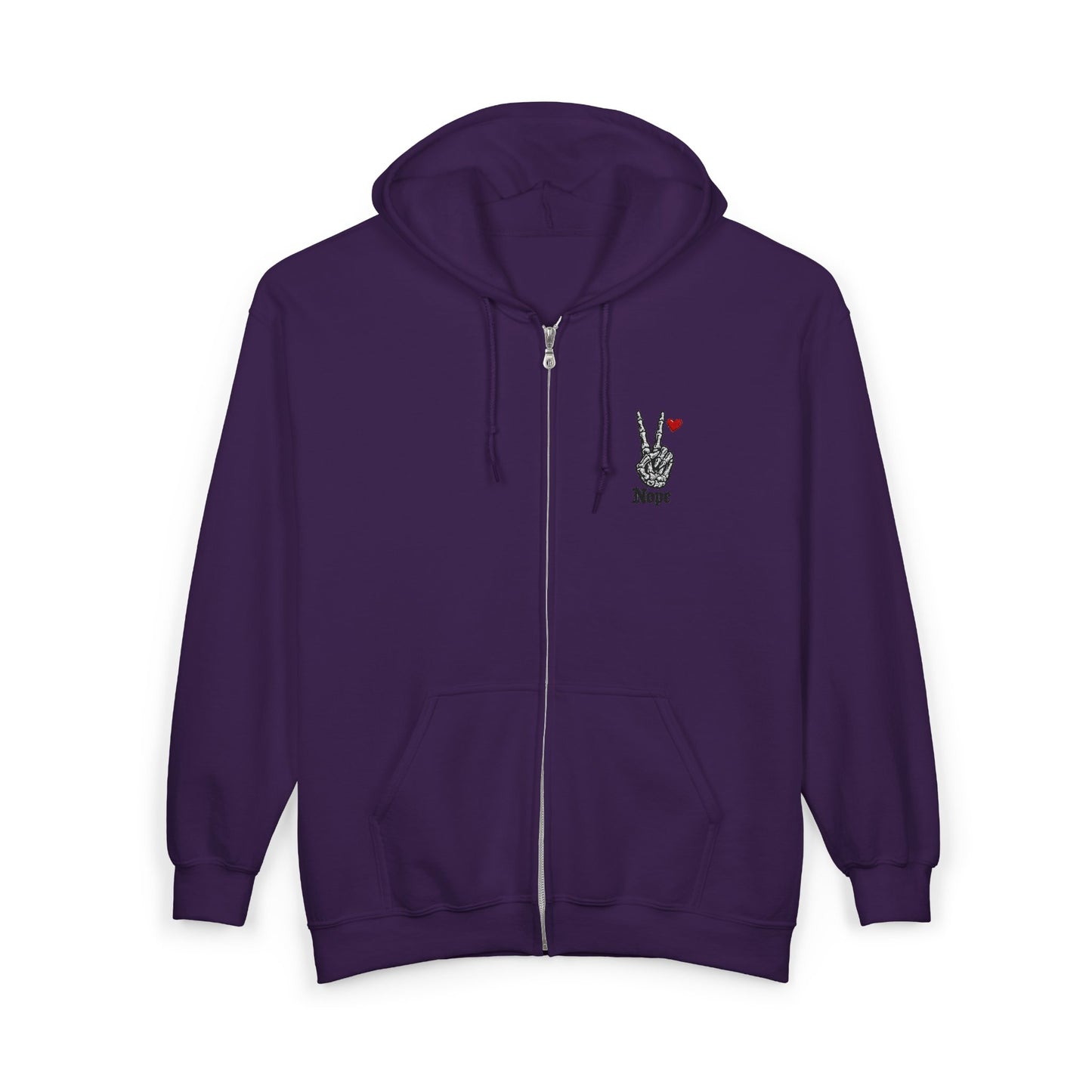 Peace Rabbit Zip Hoodie — Cute Bunny Giving Peace Sign with Tiny Red Heart