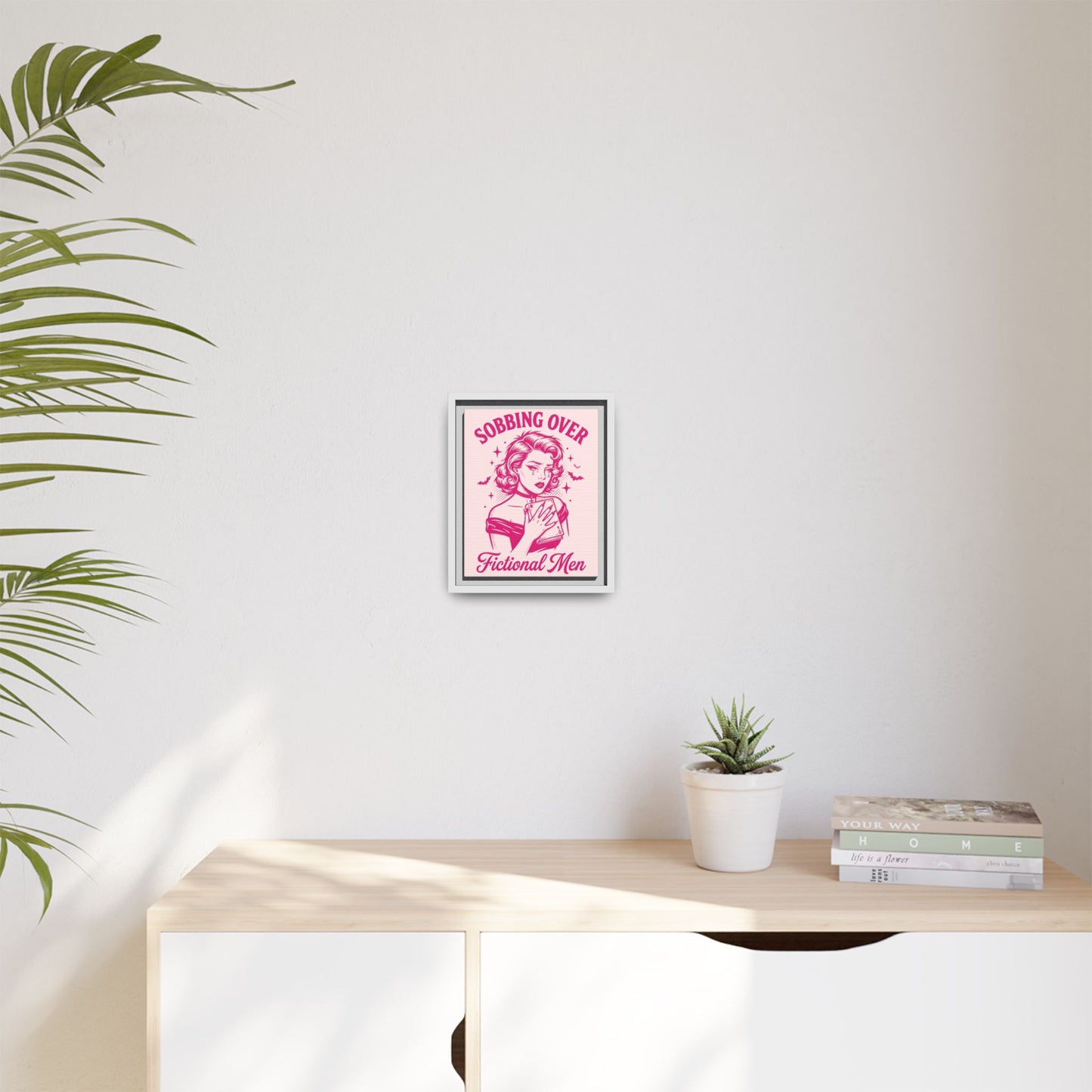 Framed Canvas Print — “Sobbing Over Fictional Men” Retro Pop Art