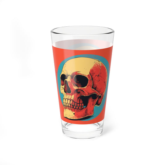 Retro Skull Pint Glass | Vintage Gothic Beer Glass | Halloween Drinking Glass | Alternative Barware | Gothic Kitchen Decor