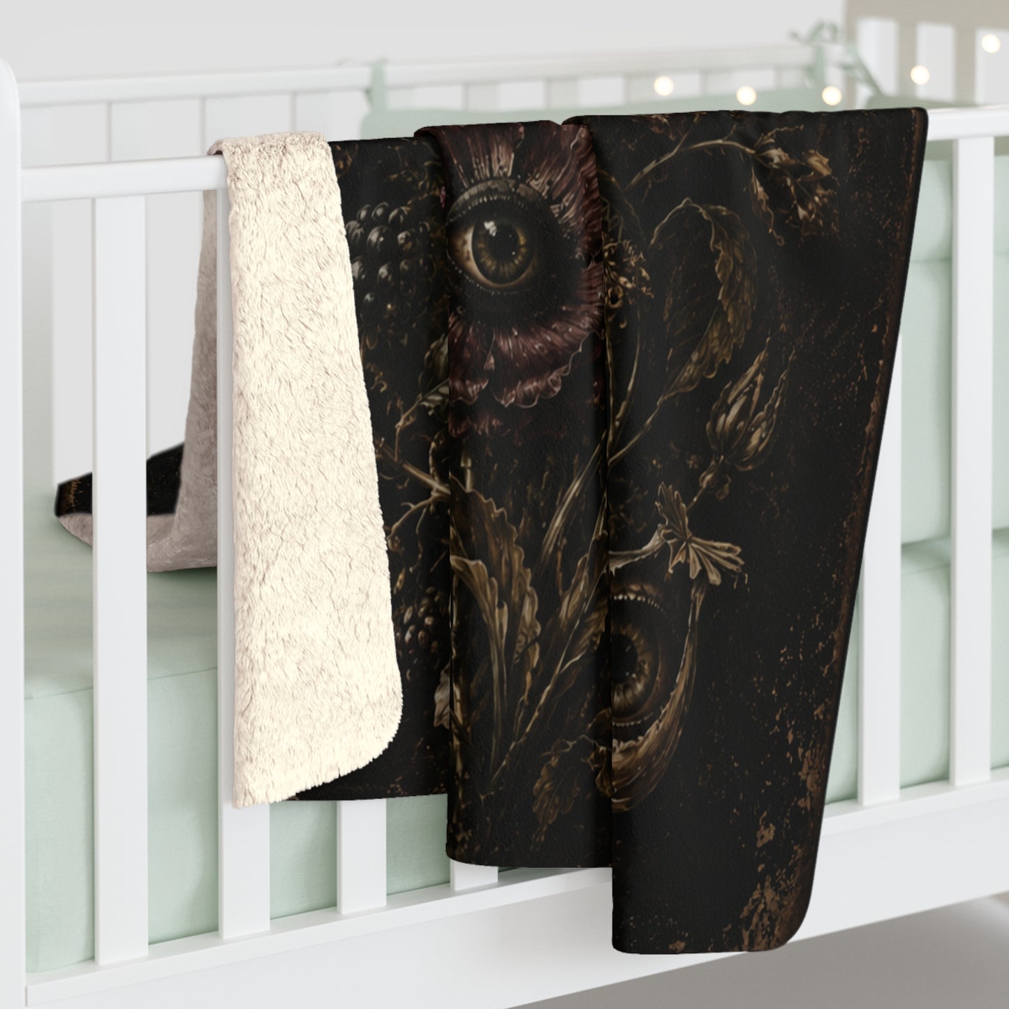 Sherpa Blanket — Dark Vintage Floral Bouquet Plush Throw