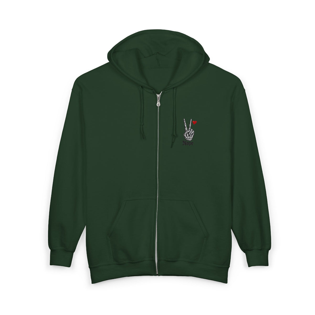 Peace Rabbit Zip Hoodie — Cute Bunny Giving Peace Sign with Tiny Red Heart