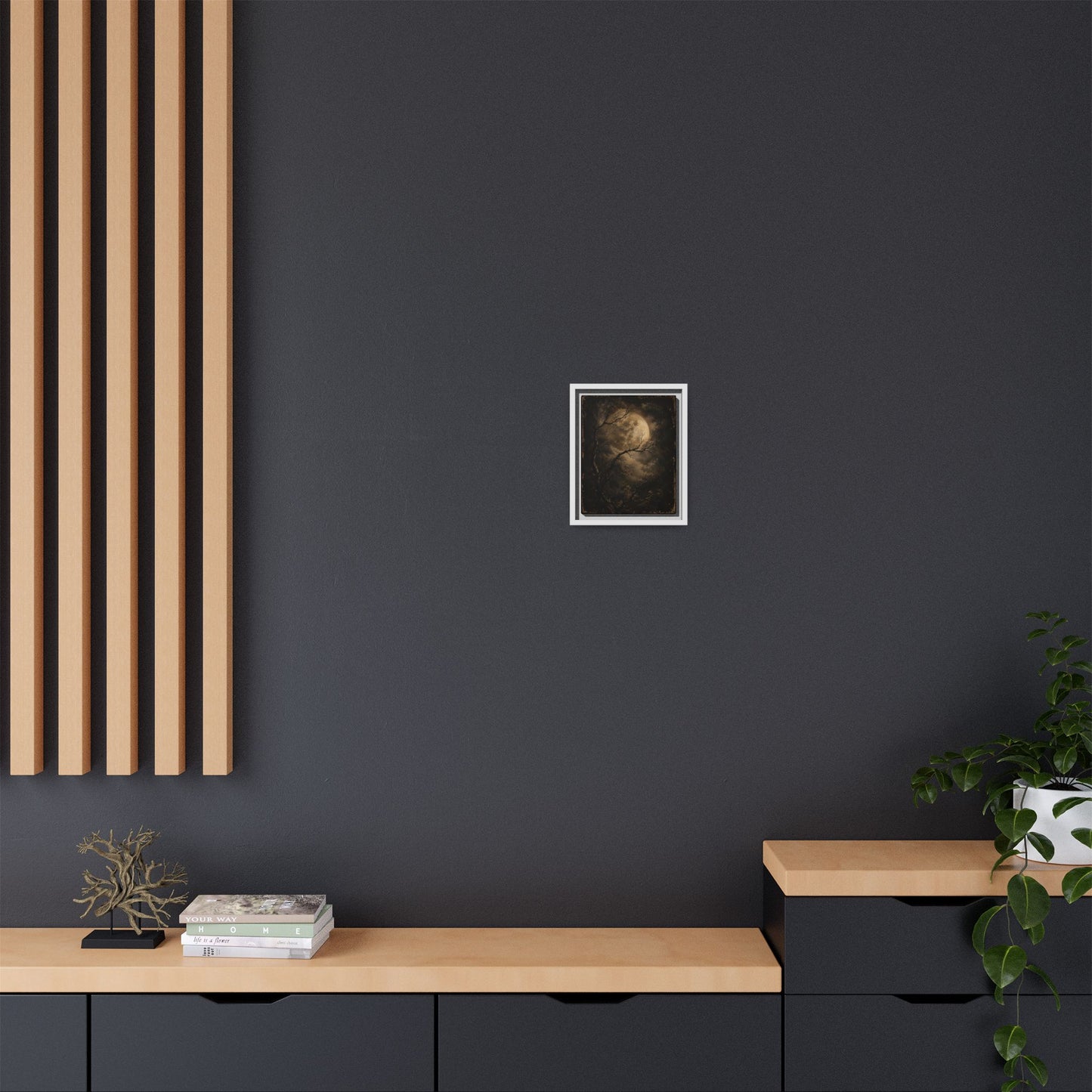 Framed Matte Canvas - Moonlit Forest Art Print