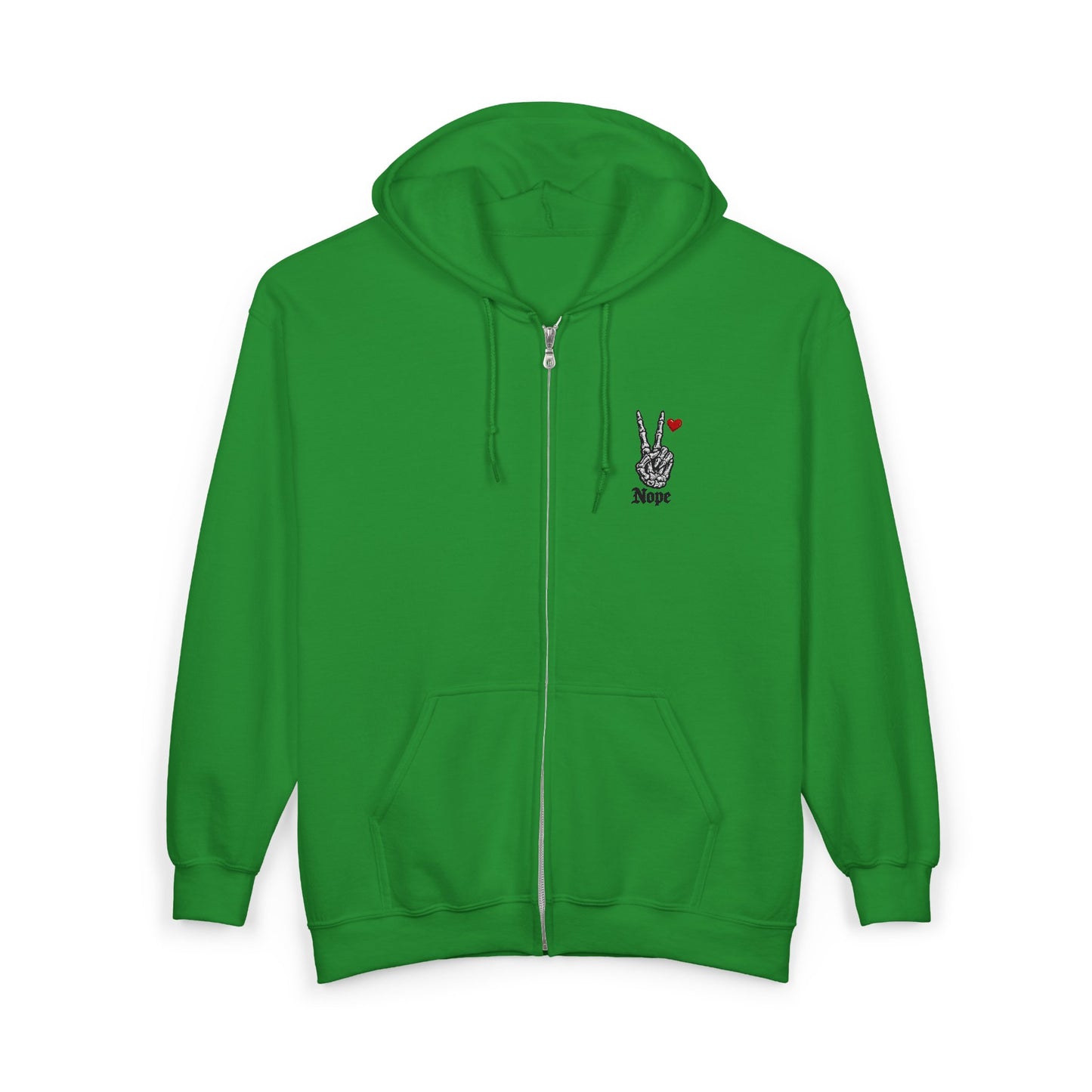 Peace Rabbit Zip Hoodie — Cute Bunny Giving Peace Sign with Tiny Red Heart