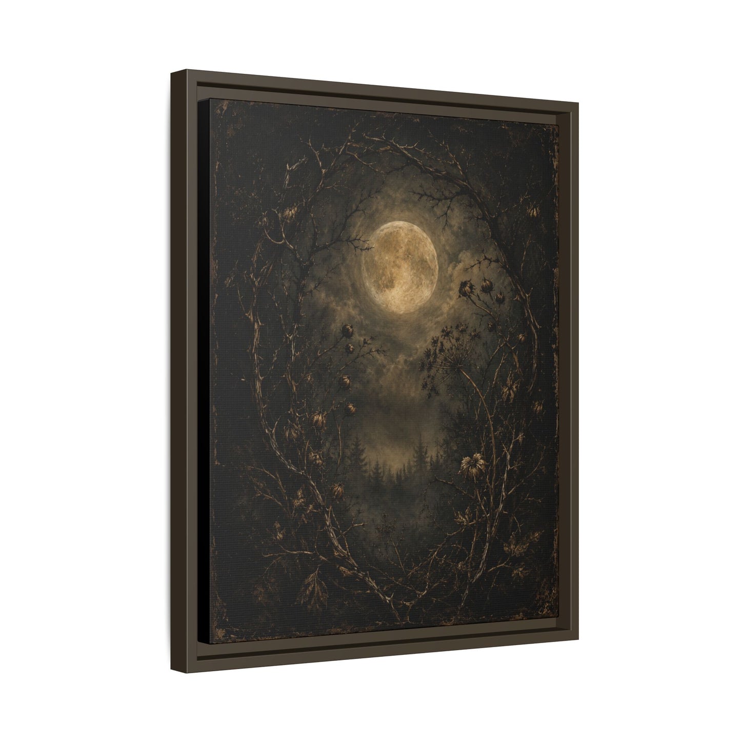 Moonlit Forest Matte Framed Canvas