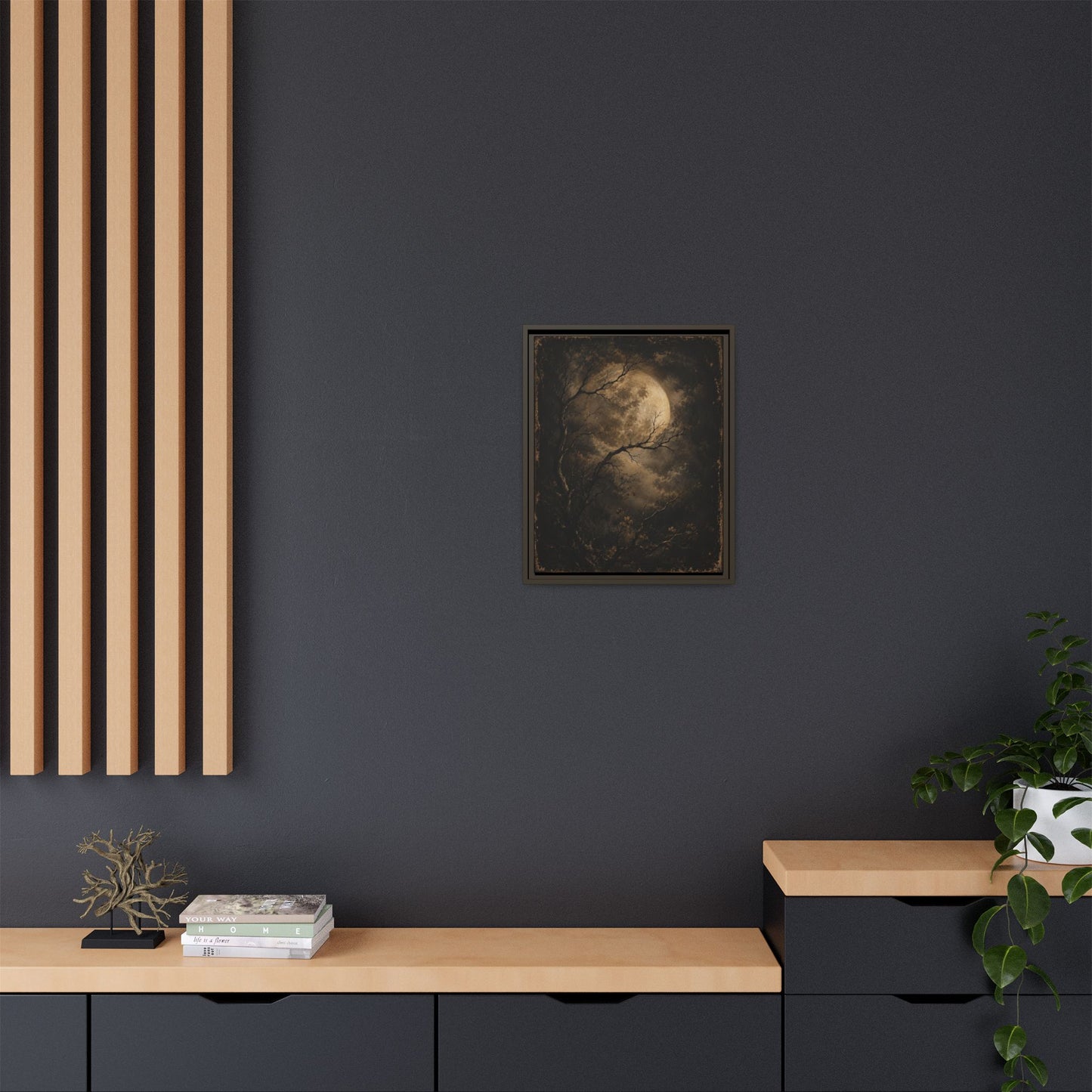 Framed Matte Canvas - Moonlit Forest Art Print