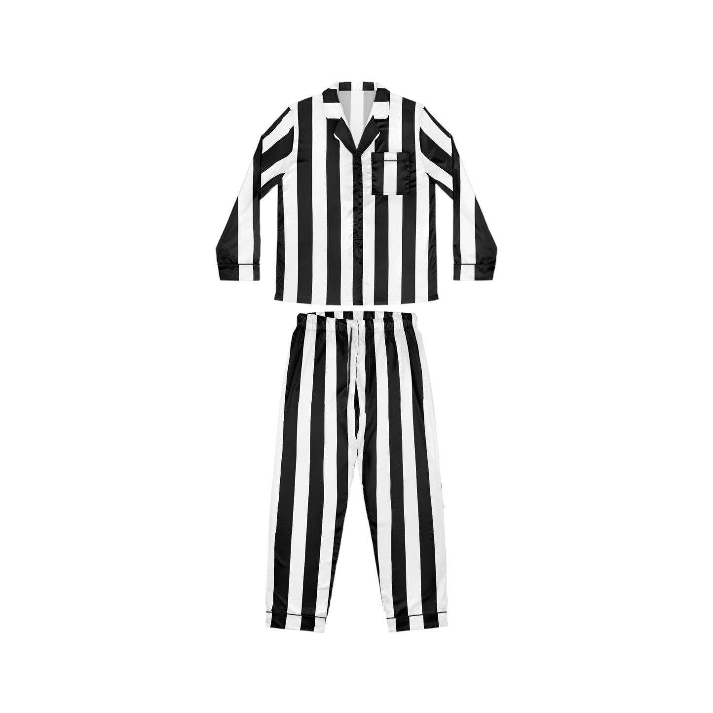 Black White Striped Satin Pajama Set, Womens Gothic Sleepwear, Luxe Goth Loungewear, Long Pajama Set, Alternative Gift for Her