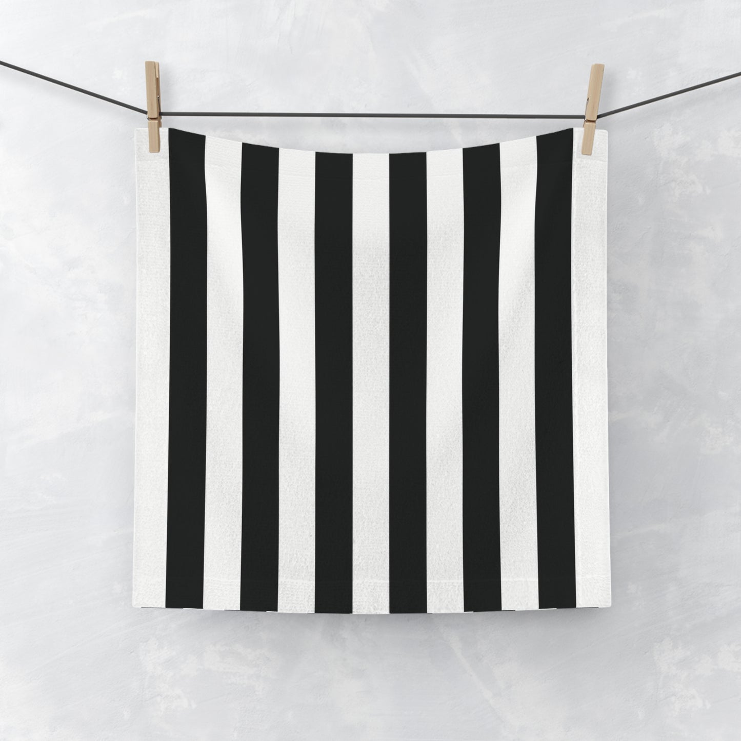 Black White Stripe Face Towel, Gothic Bathroom Decor, Striped Washcloth, Monochrome Guest Towel, Alternative Vanity Decor, 13x13
