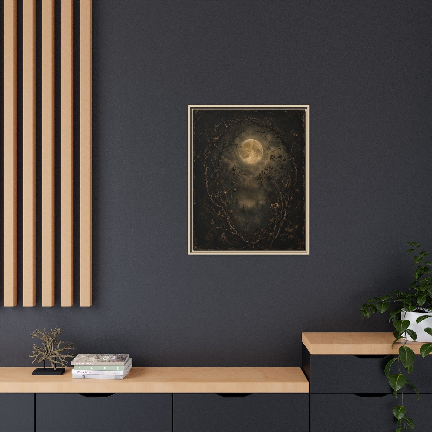 Moonlit Forest Matte Framed Canvas