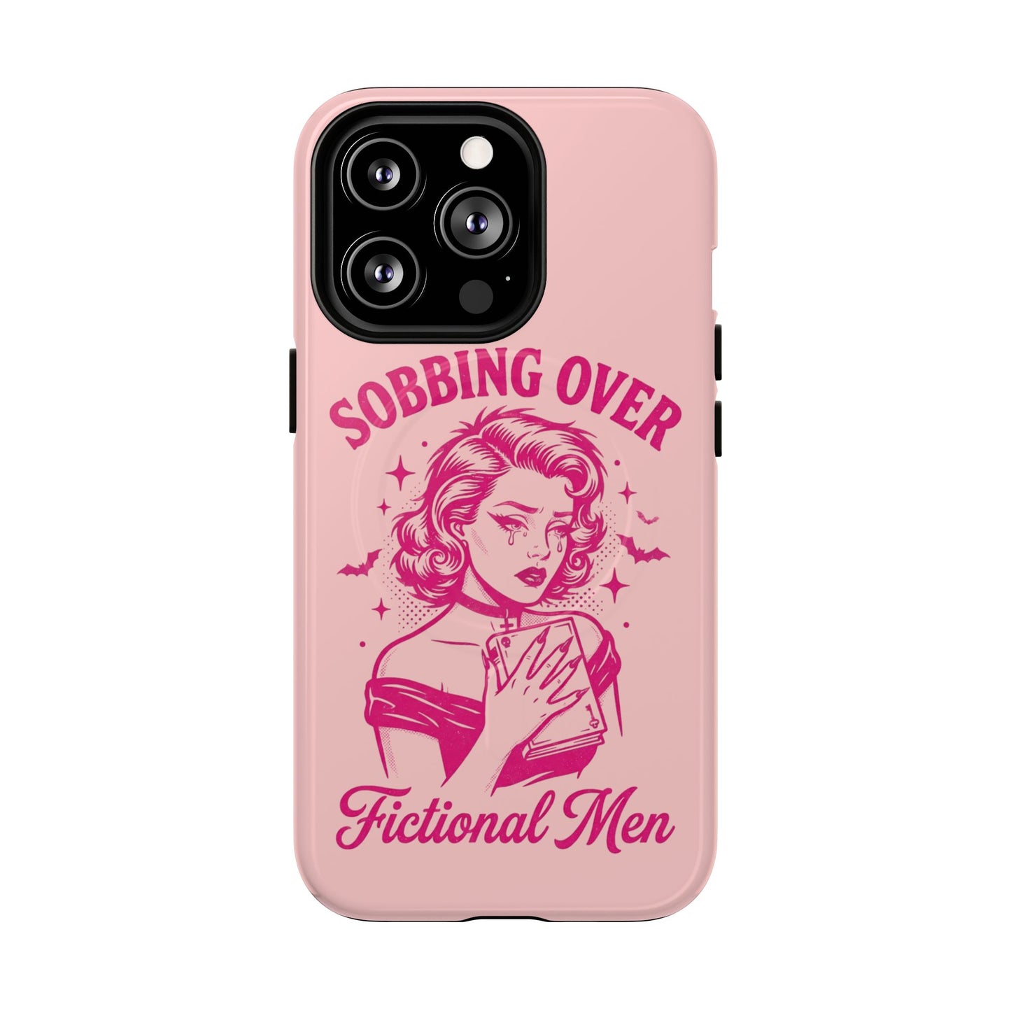Phone Case — Pink “Sobbing Over Fictional Men” Tough Magnetic Protective Cover