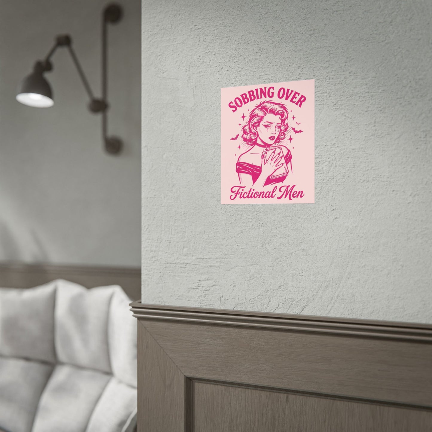 Rolled Poster — Sobbing Over Fictional Men Retro Pop Art Bookish Wall Art