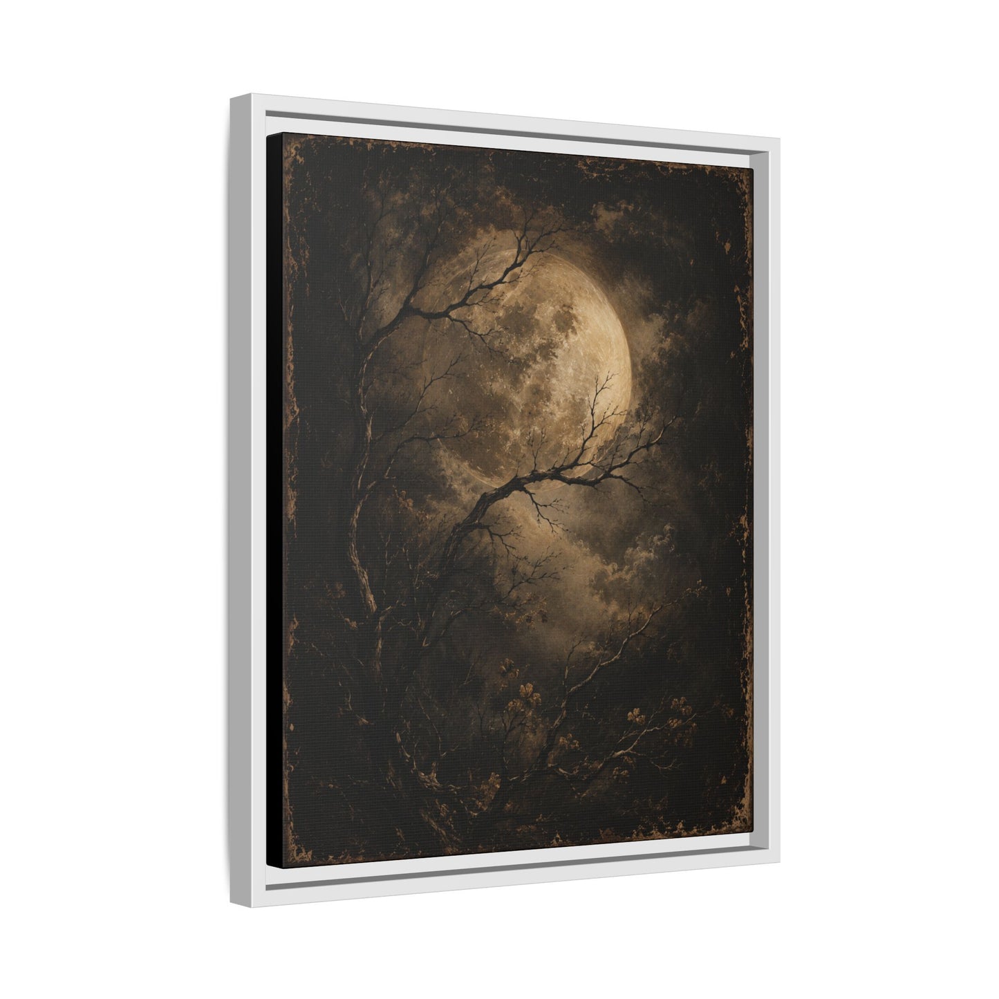 Framed Matte Canvas - Moonlit Forest Art Print