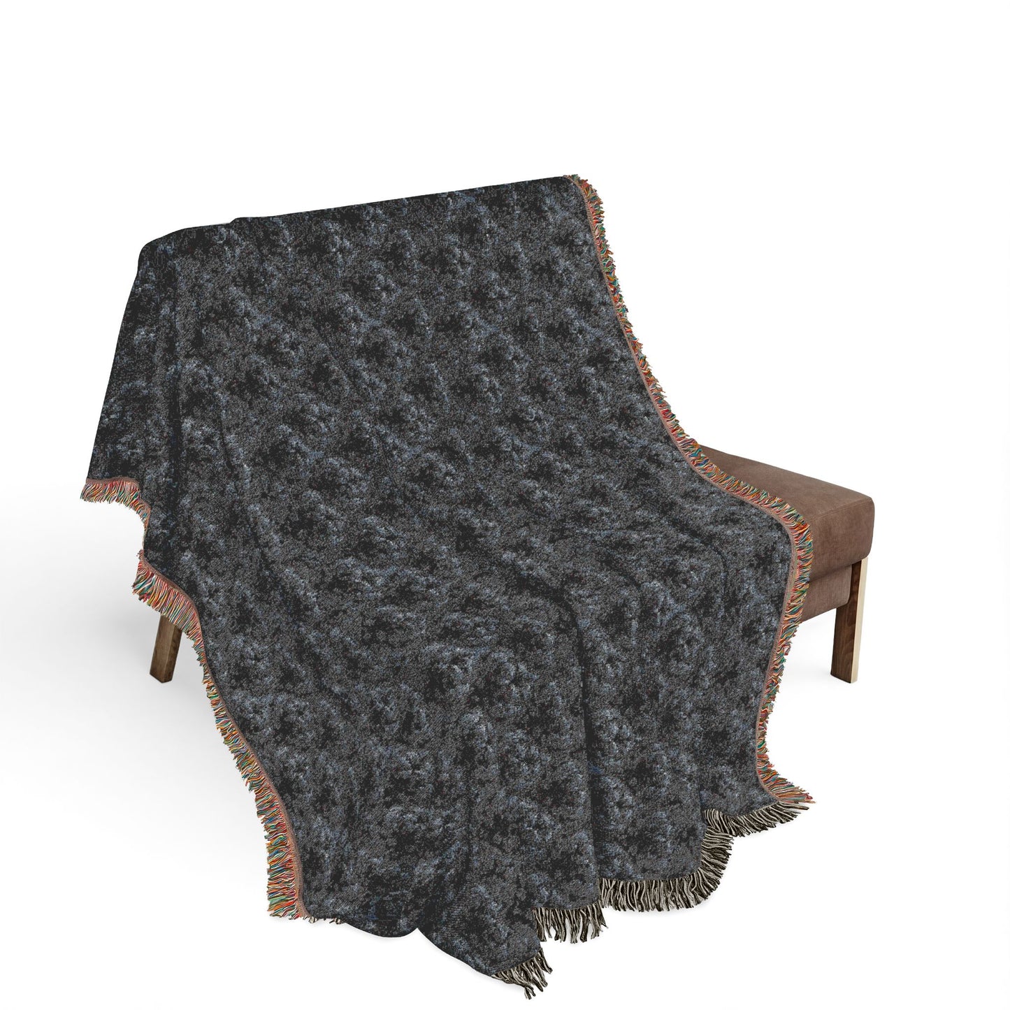 Black Gothic Damask Woven Blanket | Dark Academia Throw | Victorian Gothic Home Decor | Gothic Couch Blanket | Luxury Cotton Throw