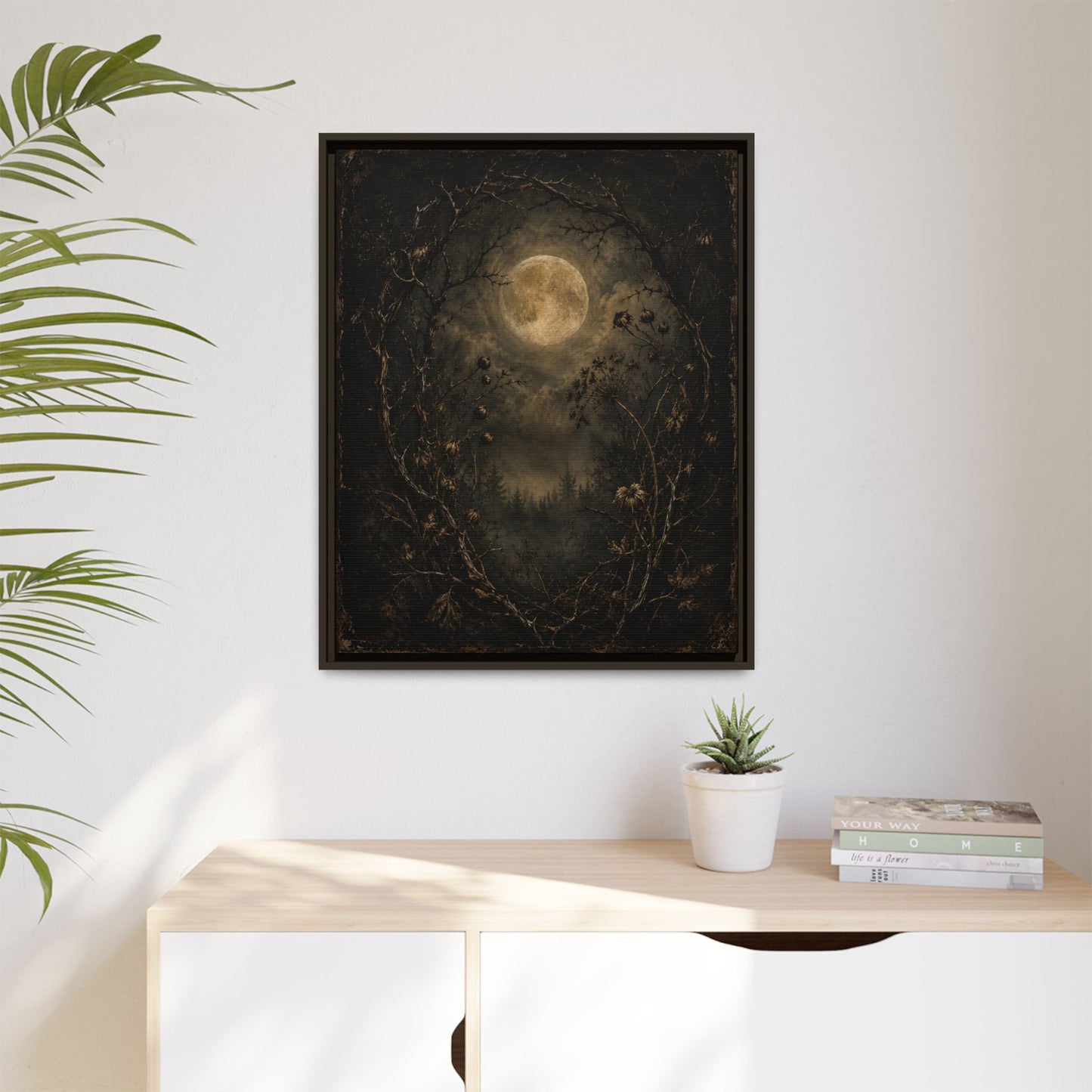 Moonlit Forest Matte Framed Canvas