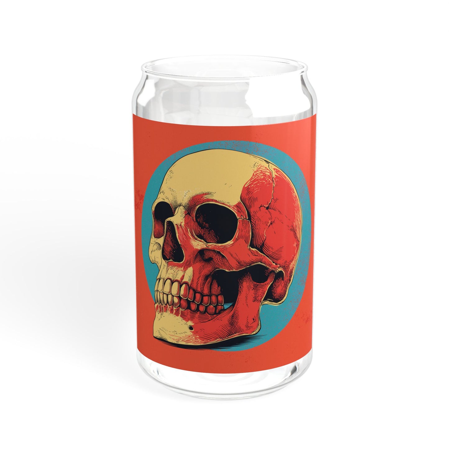 Retro Skull Sipper Glass | Vintage Gothic Skull Glass Can | 16oz Iced Coffee Cup with Bamboo Lid & Straw | Halloween Drinkware | Alt Gift