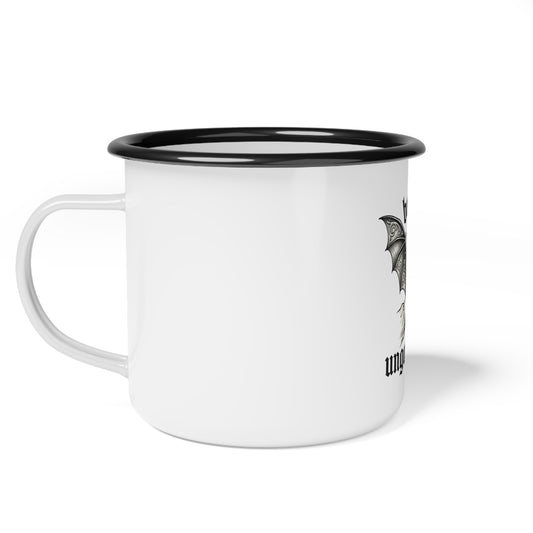 Enamel Camp Cup — Gothic Bat “become ungovernable” Camping Mug