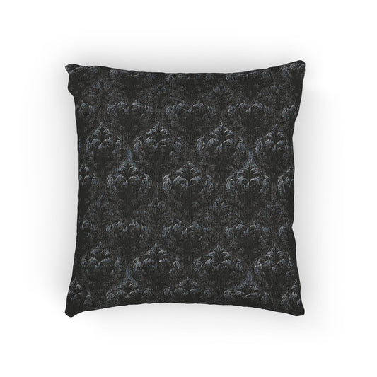 Black Gothic Damask Woven Pillow| Dark Academia Throw Pillow | Victorian Gothic Home Decor | Gothic Couch Pillow | Luxury Cotton Throw