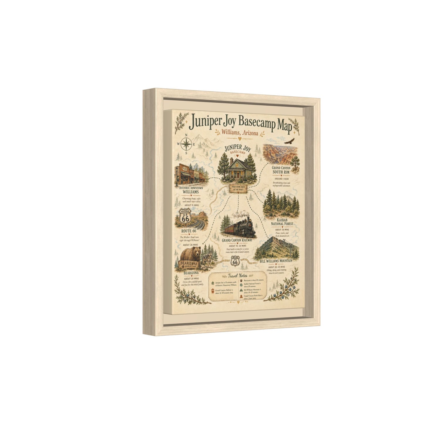 Juniper Joy Basecamp Map Framed Canvas Print