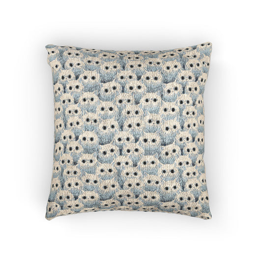 White Cat Woven Pillow - Cute Fluffy Cat Throw for Cat Lovers & Kawaii Cottagecore Decor