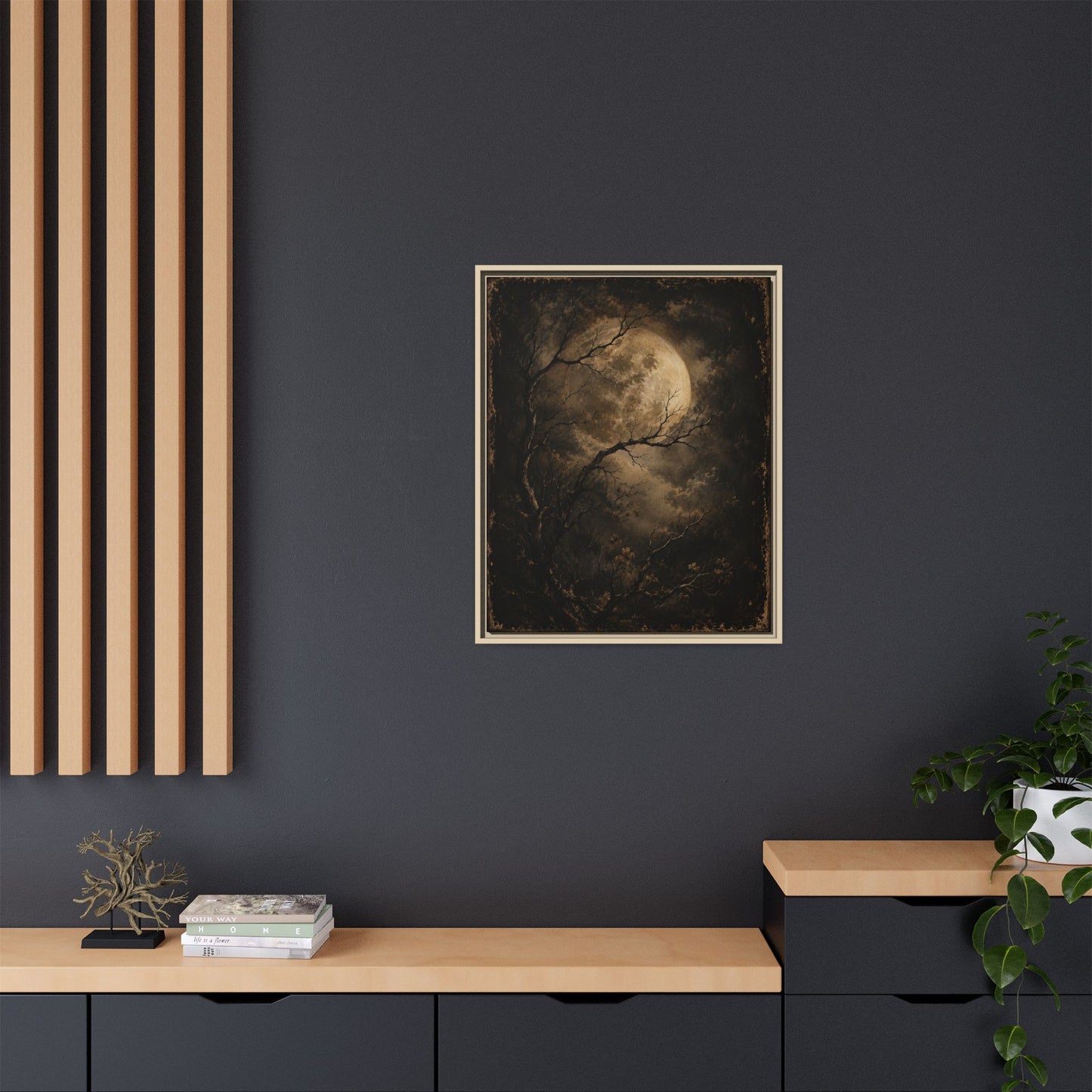 Framed Matte Canvas - Moonlit Forest Art Print